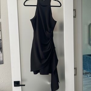 Belle Badgley Mischka Daphne Stretch Crepe Halter Neck Sleeveless Asymmetrical